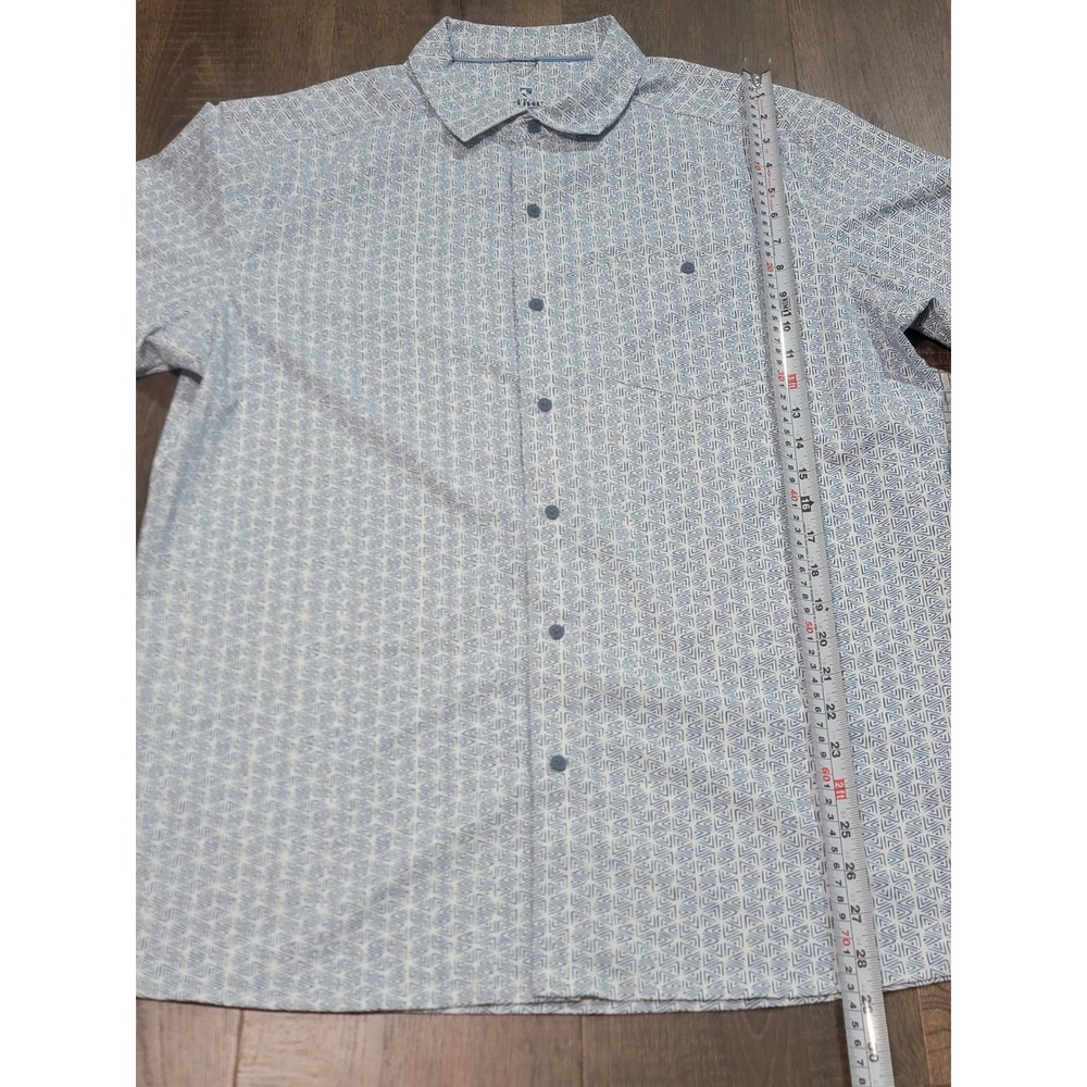 Kuhl Mens Large Blue Geometric Triangle Print Short Sleeve Button Down Shirt